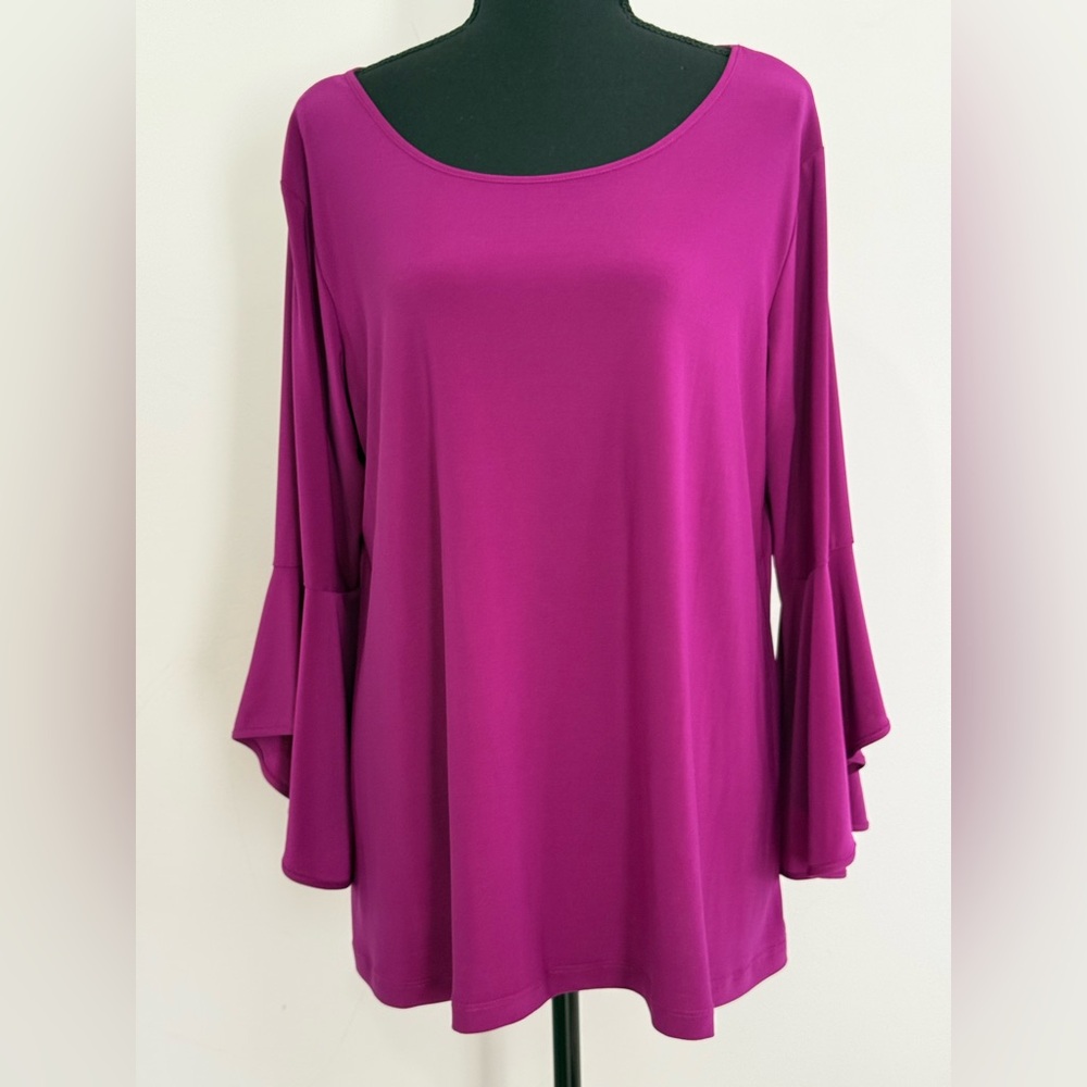 Women with Control by Renee Greenstein LP Women's Purple Bell Sleeve Top 504